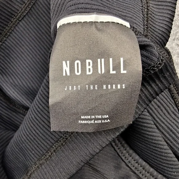 NOBULL Sports Bra Womens XS Black Longline Ribbed Racerback Crop Top USA - Picture 3 of 8